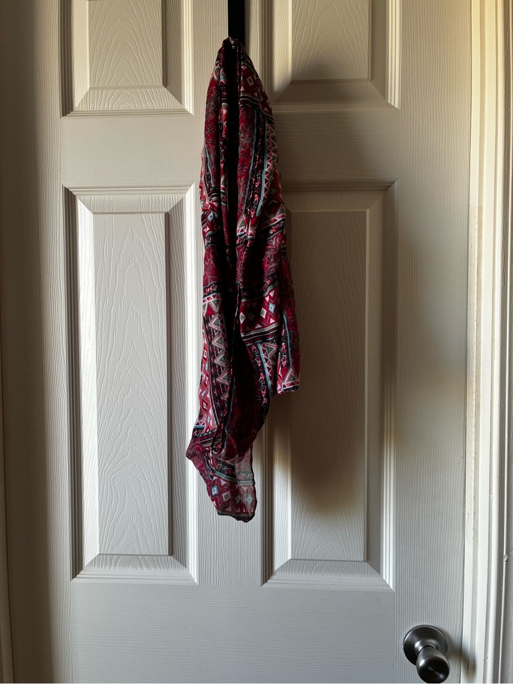 Red Patterned Decorative Scarf - Unbranded